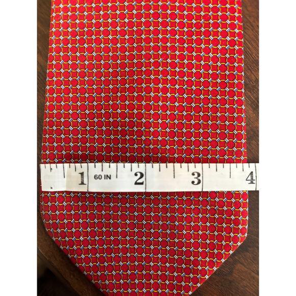 Brooks Brothers Makers Mens Tie 100% Silk Classic Chain Link Red Blue Yellow USA - Picture 7 of 8
